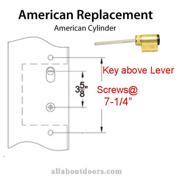 7-1/4 Screw Holes, Key Above Lever