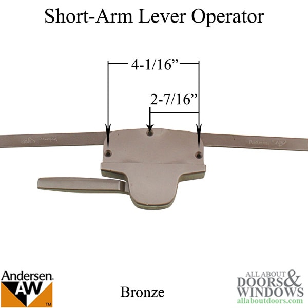 Andersen Beauty-Line Window Lever Operator 1957-1979 - Bronze - Screw Hole Measurement