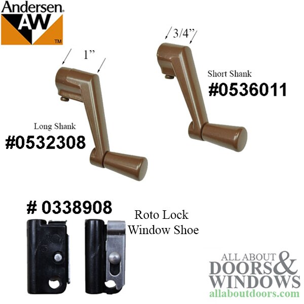 Andersen Awning Window Operator Flexivent Beauty-Line 12-3/8 Short Arm Bronze | Shank Comparison