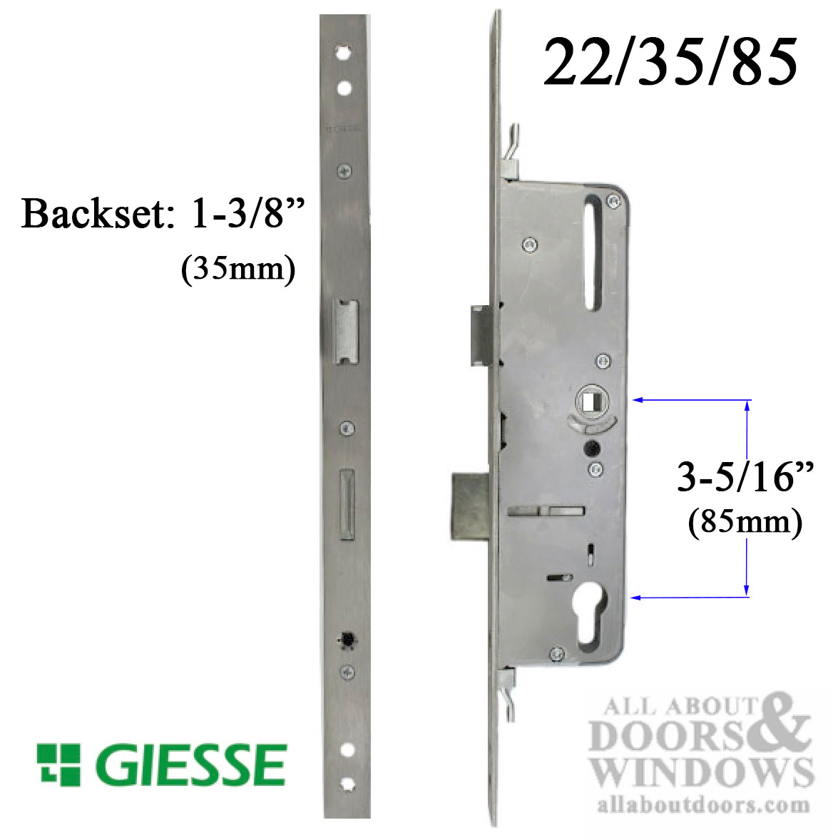 Sobinco Aluminium Door Lock 8601-u22-25 92mm Pz 25mm Backset 22mm U-Rail Plate 