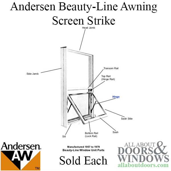 Andersen Beauty-Line Awning Screen Strike | Window Screen Accessories