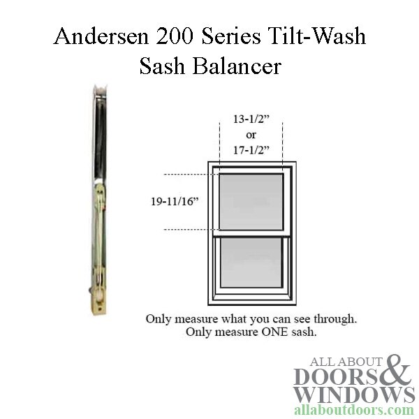 Andersen 200 Series TiltWash Double Hung Window Sash / Channel Balancer, M540 Stamped Number, 215