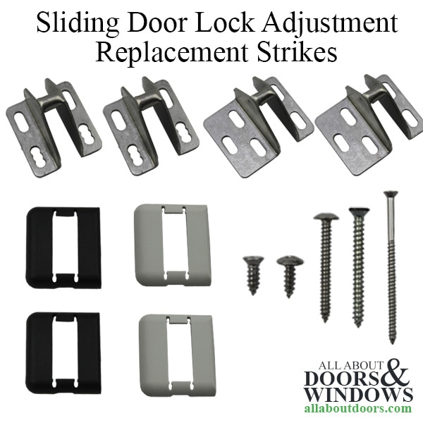 Sliding Door Lock Keeper Adjustment/Replacement Strike Kit in Stainless Steel