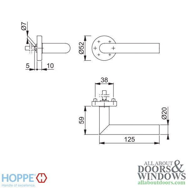 Hoppe Amsterdam Half Handle for Interior Entrance Doors - Stainless Steel