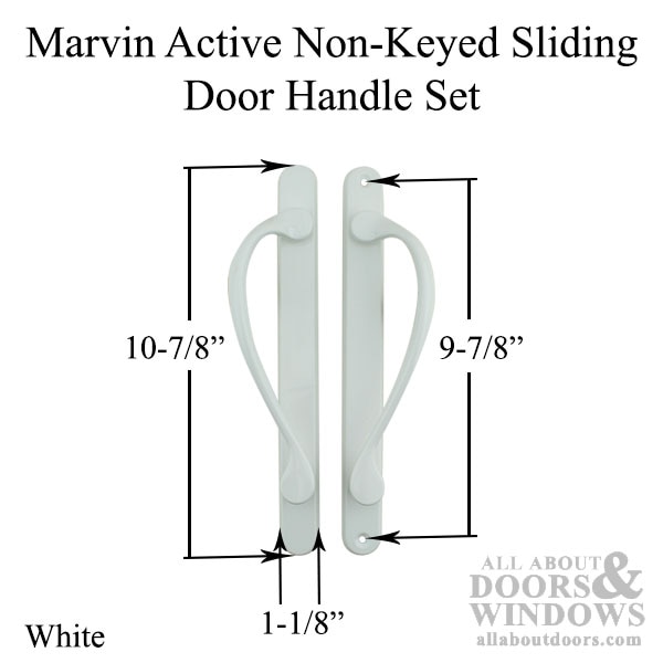 Marvin Active NonKeyed, Narrow Sliding Door Handle, Center Thumb White