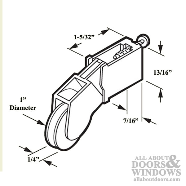 1 Inch Nylon Wheel Roller Assembly with Adjustment Screw for Sliding Screen Door