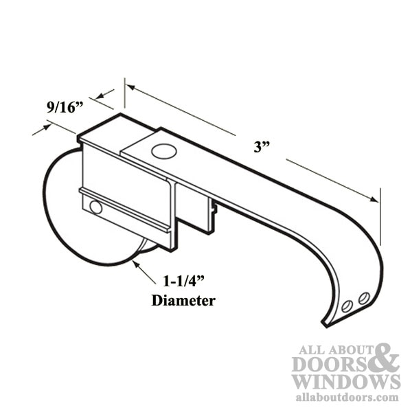 Spring Tension Roller Assembly with 1-1/4 Inch Nylon Wheel for Sliding Screen Door