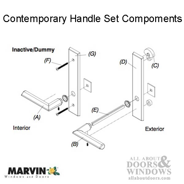 Marvin Contemporary Handle Inactive Dummy Ultimate Hinged French Door Dark Bronze