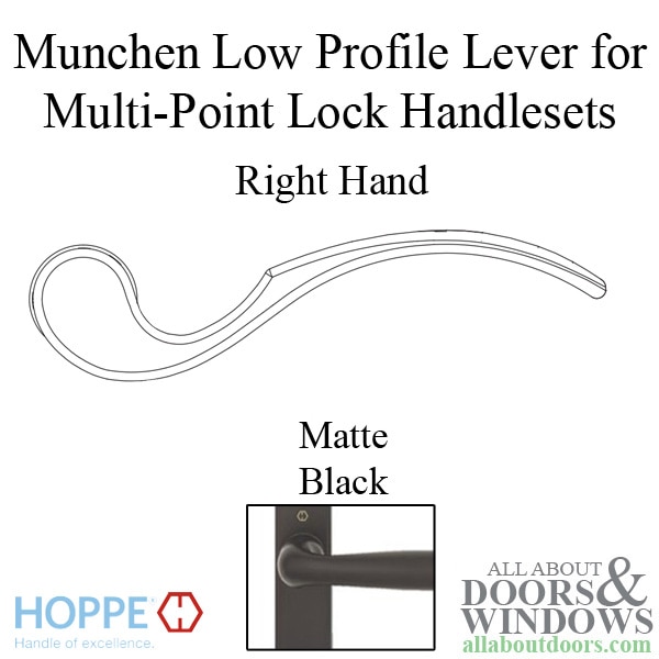 Hoppe Munchen low-profile lever handle for right handed multipoint lock handlesets