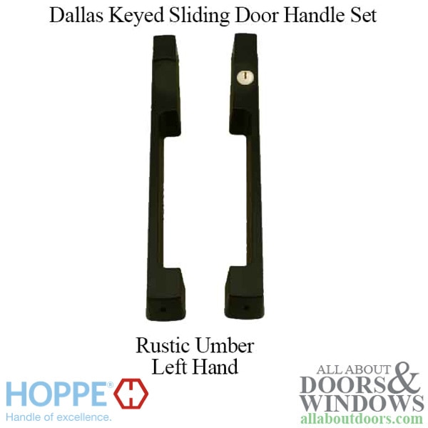 HOPPE Dallas Keyed Sliding Door Handle Set, HLS9000 Gears LH 1-3/4" Panel, Rustic Umber