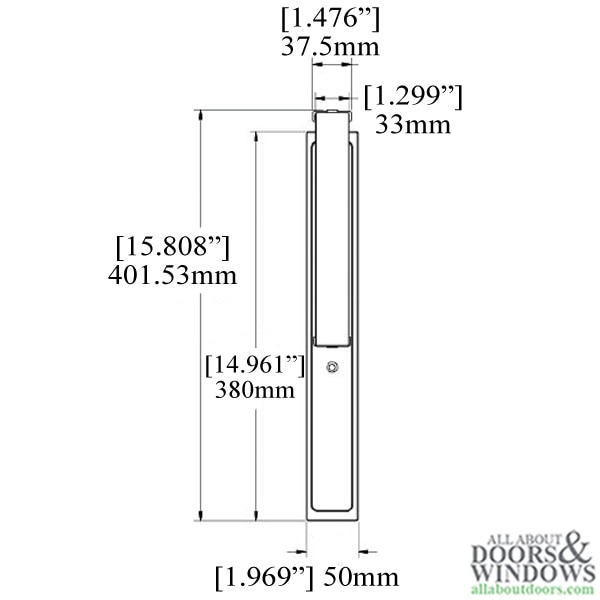 HOPPE Folding Handle and Pull for Lift and Slide Door System - Matte Black, Dimensions