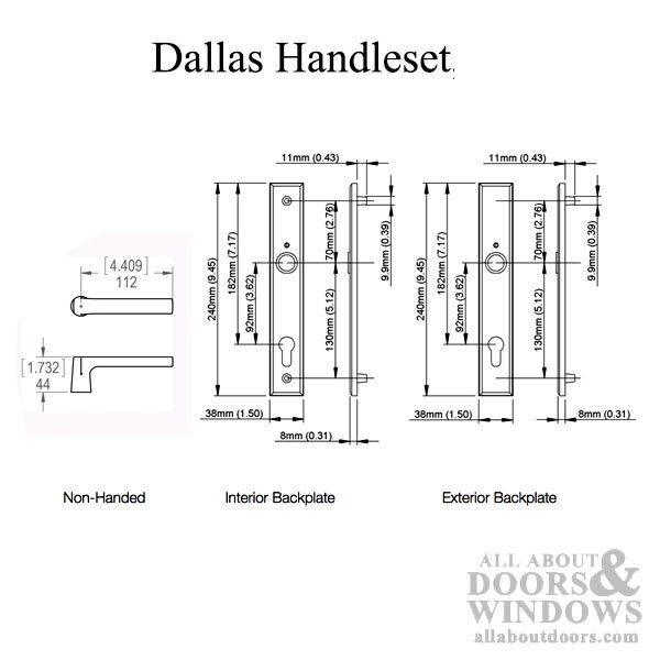 HOPPE Multipoint Lock Handleset Dimensions