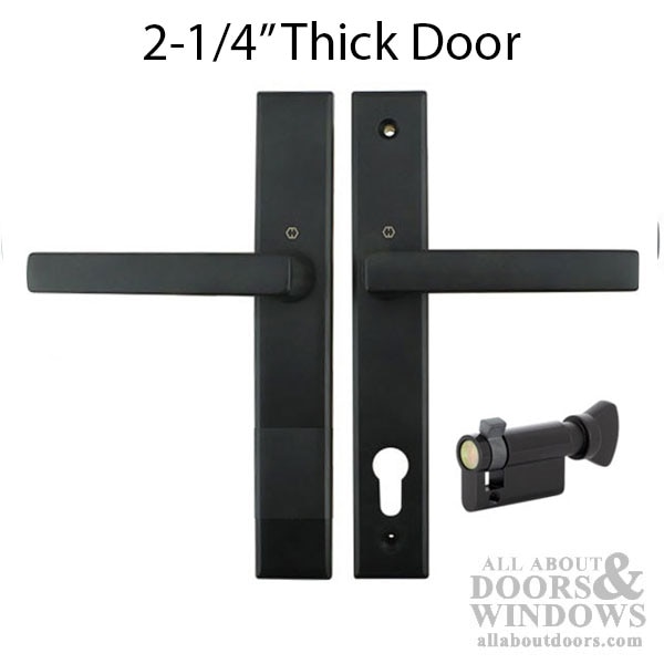 HOPPE Dallas Contemporary Inactive Multipoint Lock Handle Set – Matte Black – 2-1/4 Inch Door – 40/10 Cylinder