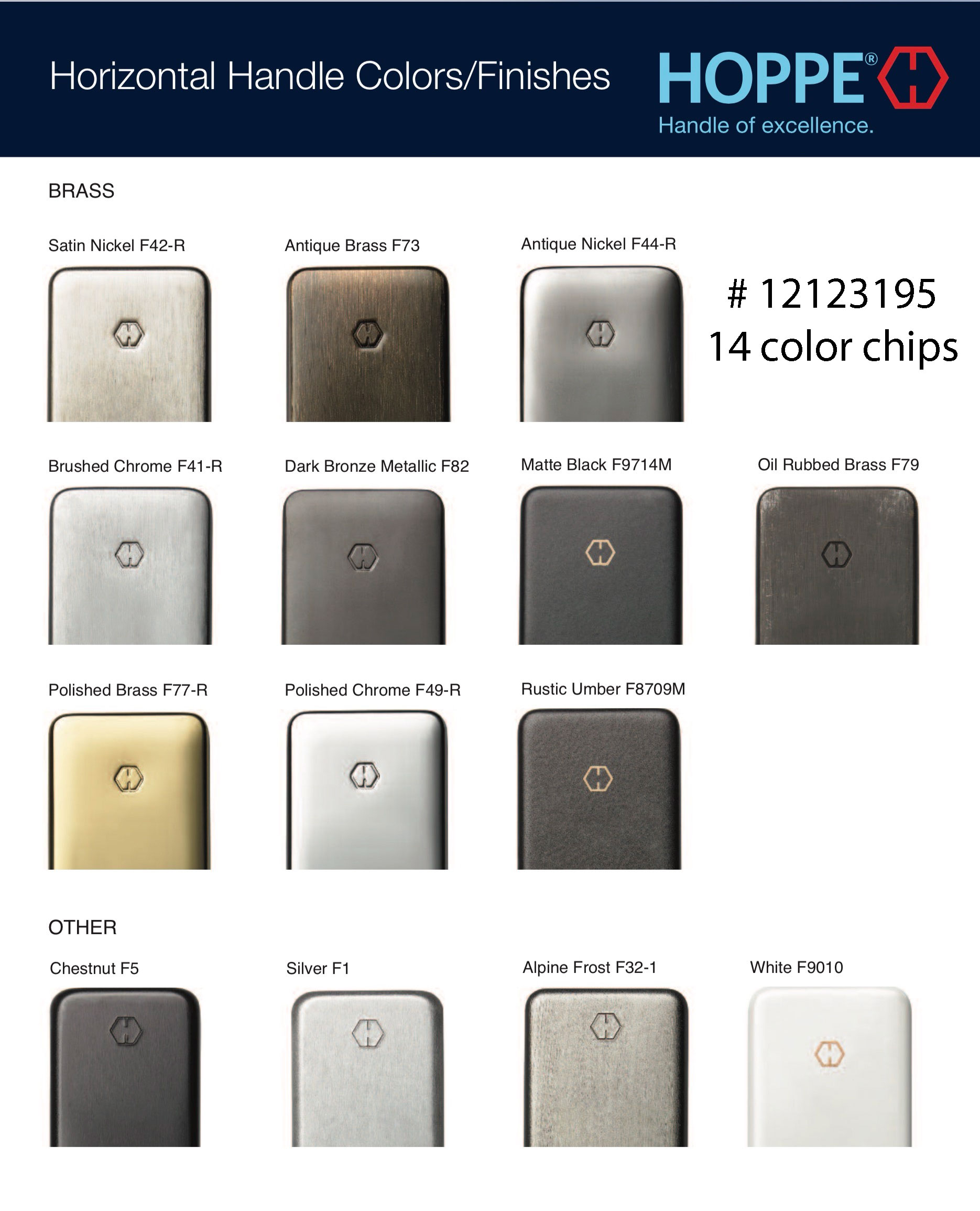 Color Chip Ring with 14 Finishes for Hardware and Doors