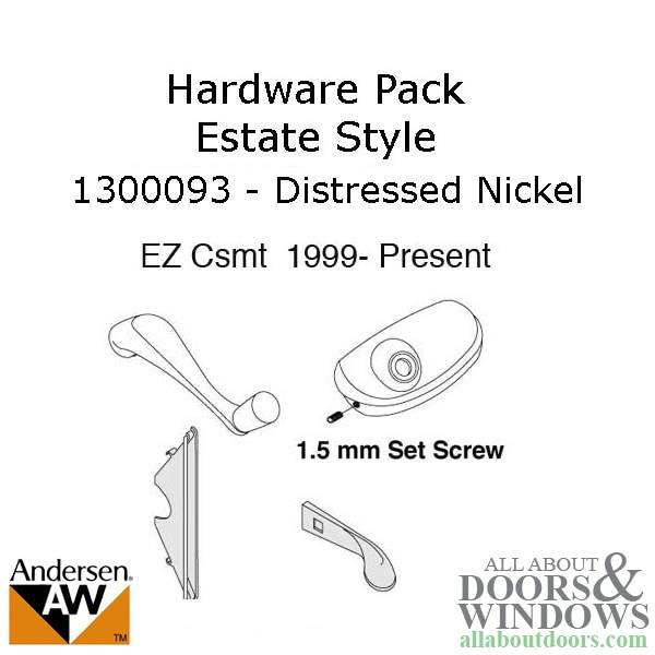 Andersen window hardware pack for EZ casement Estate Style windows