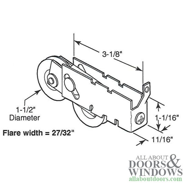 Prime-Line Products D 1738 Sliding Door Tandem Roller Assembly 1-1//2-Inch Nylon Ball Bearing