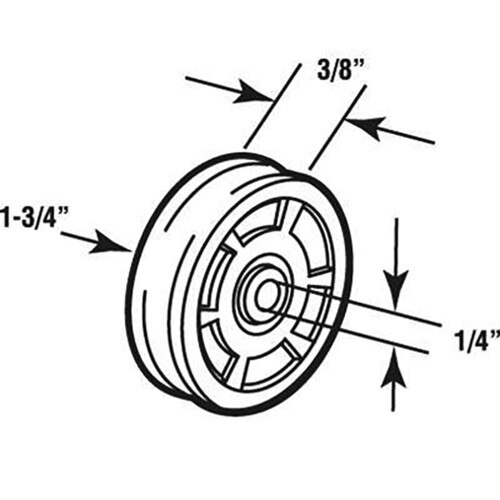 Roller Only, 1-3/4 inch Dia. Wheel ; 1/4 inch hole; 3/8 inch t