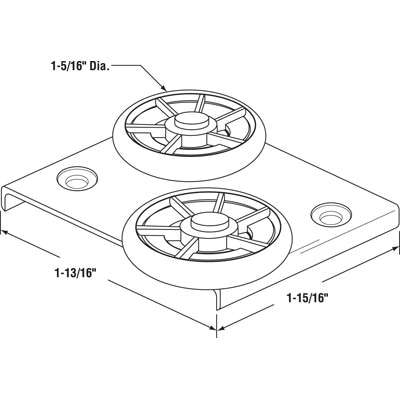 Peachtree Carvel Wood Door Top Mounted Tandem Roller Dimensional Diagram