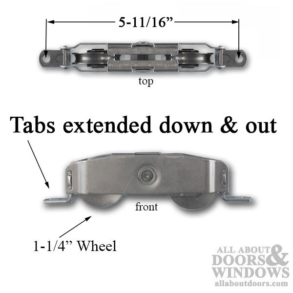 Sliding Door Tandem Roller with 1-¼" Steel Wheel and Offset Tab
