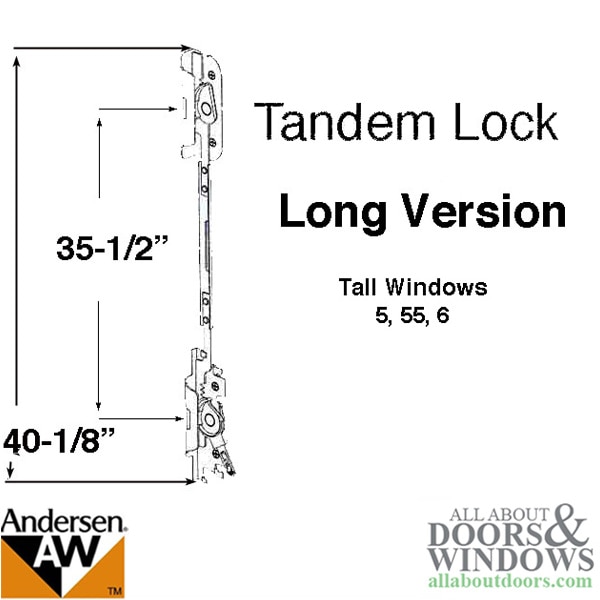 Tandem Sash Lock with Dimensions – Andersen Tall Unit 