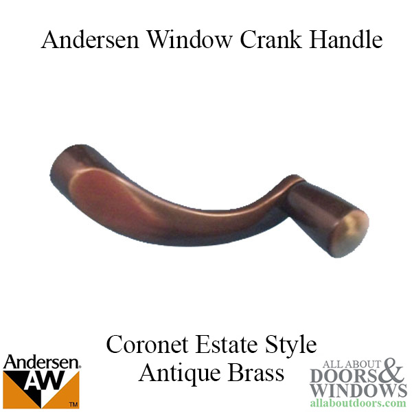 Andersen Window Crank Handle, Coronet Estate Style Antique Brass