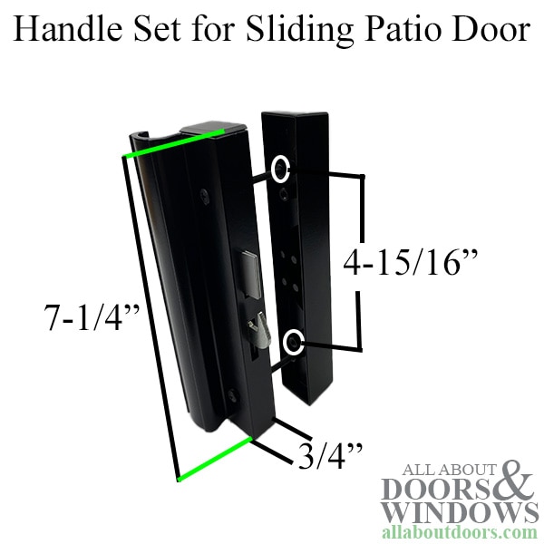 Sliding Patio Door Handle Set, Flush Mount, Universal Dimensions