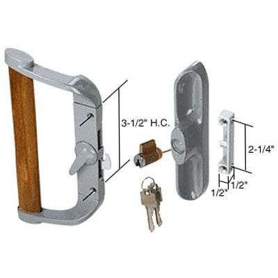Sliding Patio Door Handle Set With Key, Grey - Product Dimensions
