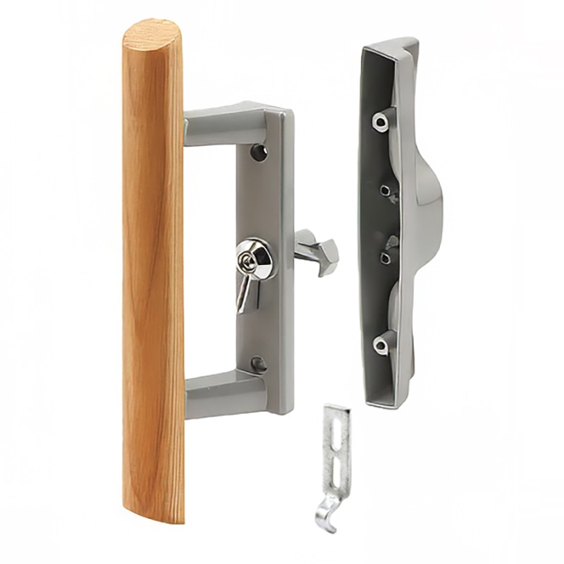 Sliding Patio Door Handle Set with Wood Pull