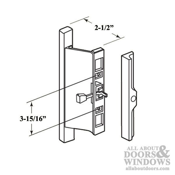 Deluxe Surface Mounted Handle Set for Sliding Glass Door Side Profile and Dimensions