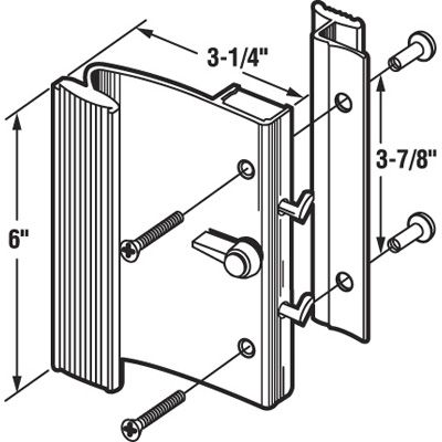 Sliding Patio Door Handle Set Drawing and Dimensions