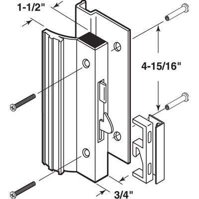 Sliding Glass Door Handle Set, Universal, 4-15/16 Inch Hole Center