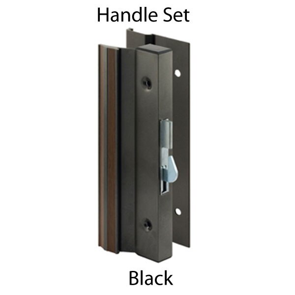 Sliding Glass Door Handle Set, Universal, 4-15/16 Inch Hole Center in Black