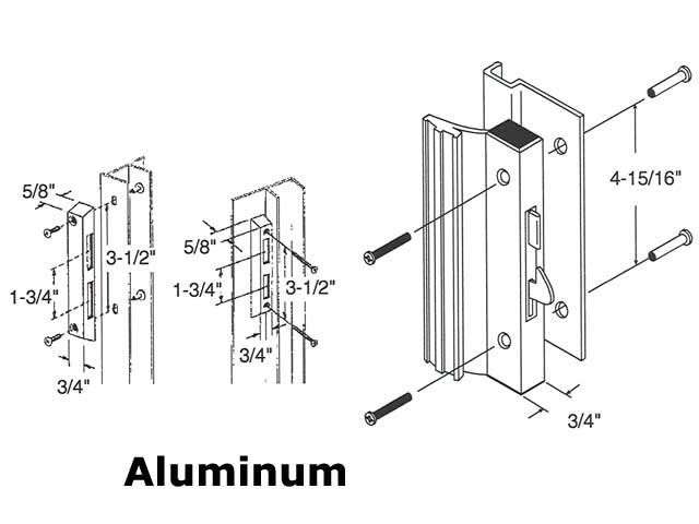 Sliding Patio Door Handle Set, Aluminum, Universal, Extruded, 4-15/16 Inch Hole Center