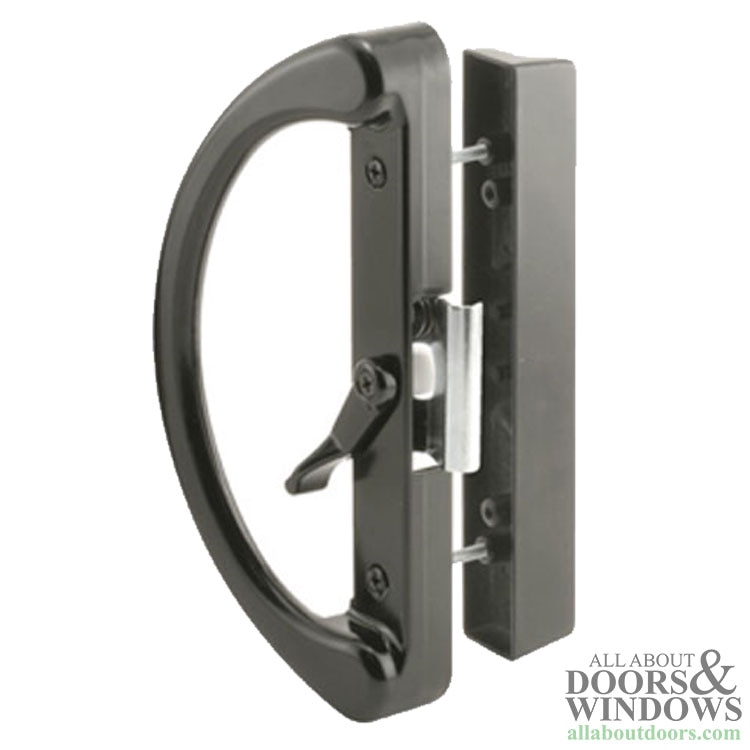 Sliding Patio Door Handle Set - Dual Clasp, Die-Cast, Black