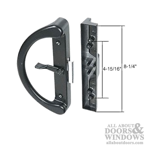 Handle Set Sliding Patio Door, Diecast Dual Claps Black