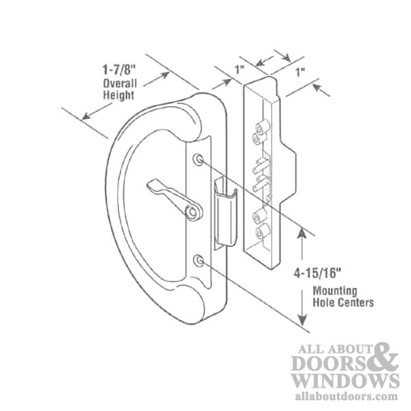 Black Sliding Patio Door Handle Set with Dual Clasp
