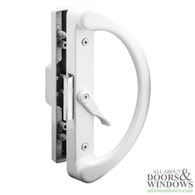 Sliding Patio Door Handle Set - Dual Clamps, White
