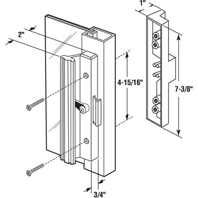 Sliding Patio Door Handle Set Dimensions