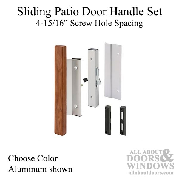 Handle Set for Sliding Patio Doors with Hook Style Latch, 4-15/16 Inch Hole Center