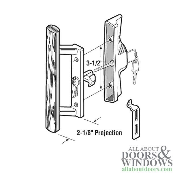 Blemished Keyed Handle Set Sliding Patio Door, Internal Lock Black