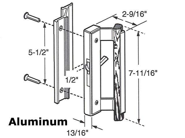 Dimensions of Sliding Patio Door Handle Set, Black