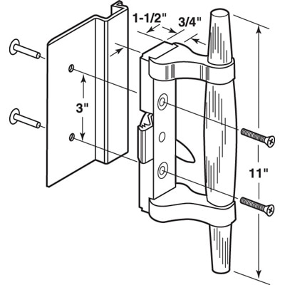 Sliding Patio Door Handle Set Dimensions