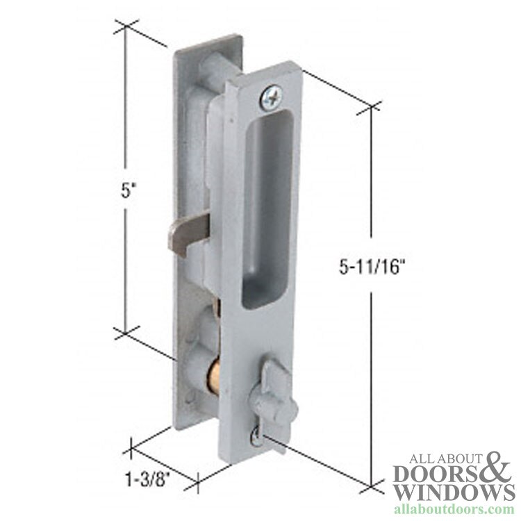 Dimensions of Keyed Flush Mount Patio Door Handle - Left Hand
