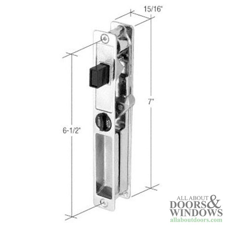 Crossly Sliding Patio Door Handle Set with Flush Design in Chrome Finish Dimensions