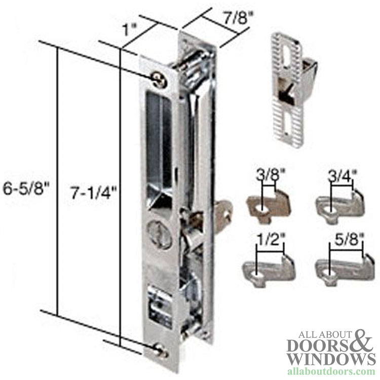 Flush Type Handle Set Hook Style Latch Keyed Chrome Finish Dimensions