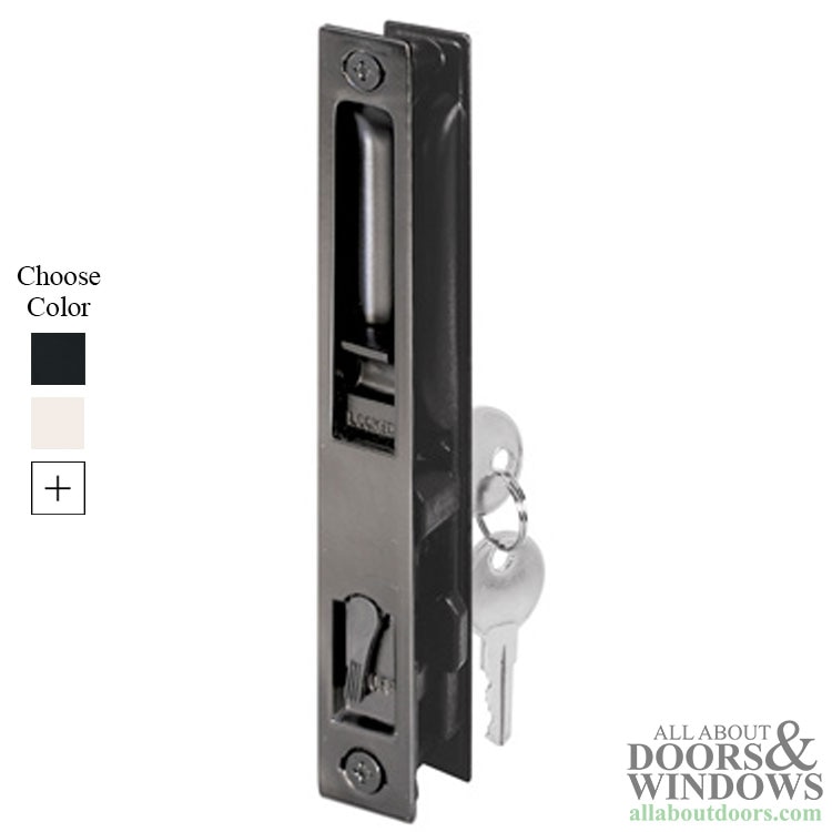 Keyed Handle Set for Sliding Patio Door Flush Mount Hook Style Latch