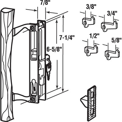 Keyed Handle Set for Sliding Patio Door Flush Mount Standard Hook Black Colored Wood Handle