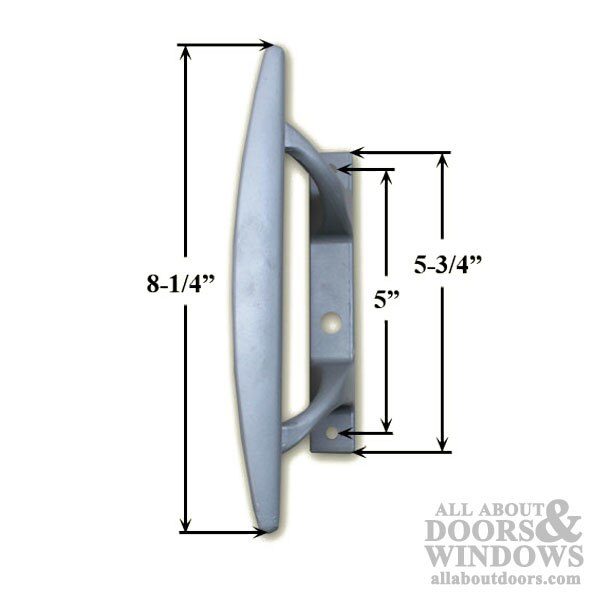 Sliding Patio Door Handle Set with Die-cast Inside Pull, Left Hand Dimensions