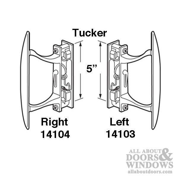Handle set for sliding patio door drawing and dimensions