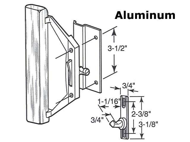 Trimview Sliding Patio Door Handle Set Dimensions